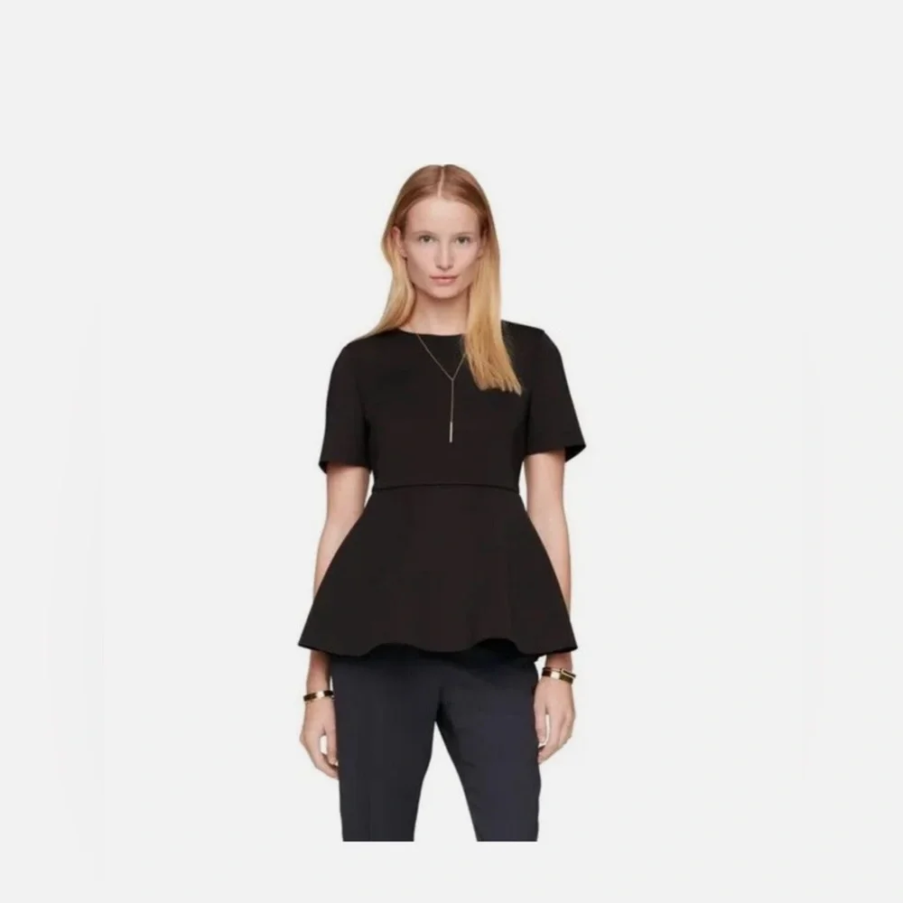Kate Spade Black Short Sleeve Scuba‎ Peplum Top